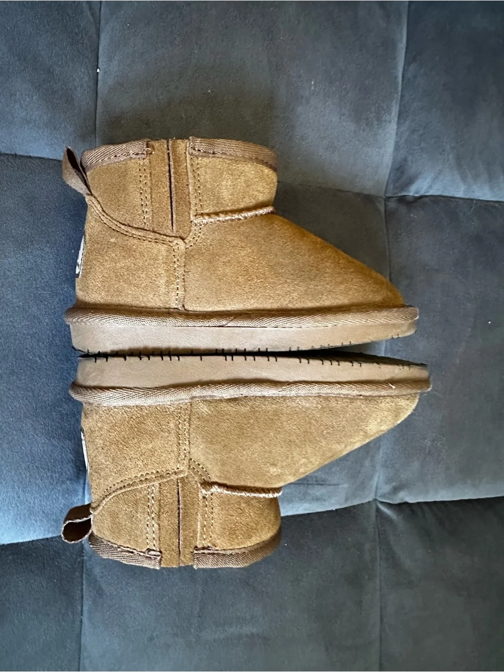BearPaw Suede Sheepskin Short Booties - Chestnut toddler size 9